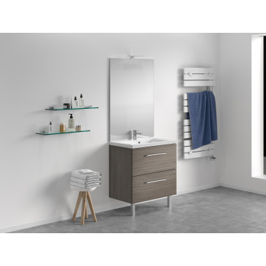 Meuble + vasque Toucan Tiroirs 800 x 480 mm miroir toute hauteur - applique led